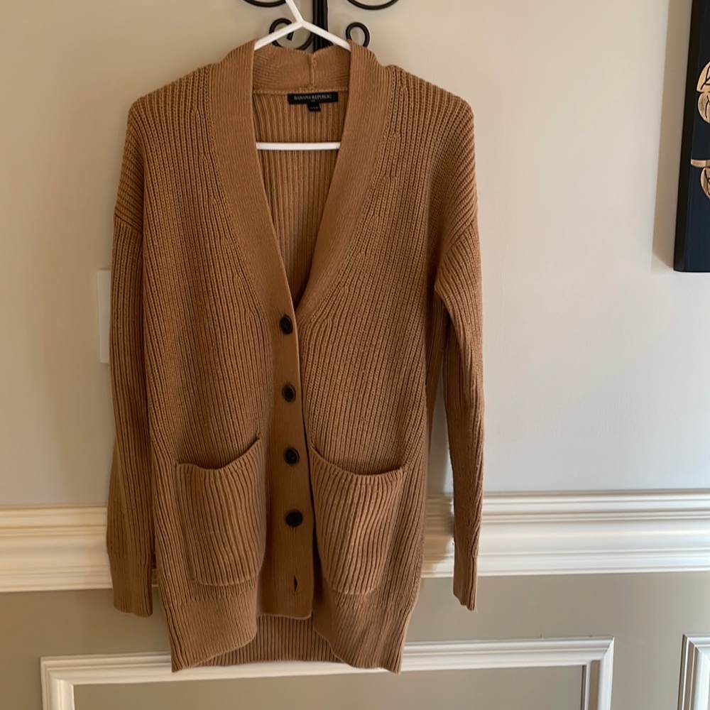 Banana Republic Factory Oversized Pocket Cardigan, New Classic Camel, Size XXS